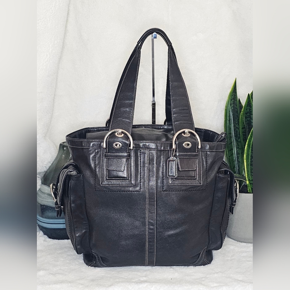 Coach Extra Large Carry-All Tote with Side Pockets W/Nickel Hardware